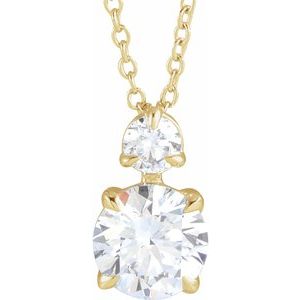 14K Yellow or Rose Gold  1CTW Lab-Grown Diamond Claw-Prong 40-45cm Necklace