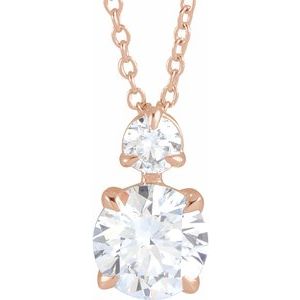 14K Yellow or Rose Gold  1CTW Lab-Grown Diamond Claw-Prong 40-45cm Necklace