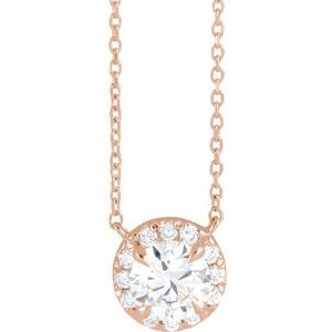 14K Rose, White Gold 1 CTW Lab-Grown Diamond French-Set 40-45cm Necklace