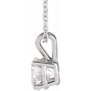 14K White Gold 0.875 CT Lab-Grown Diamond Solitaire 40-45cm  Necklace