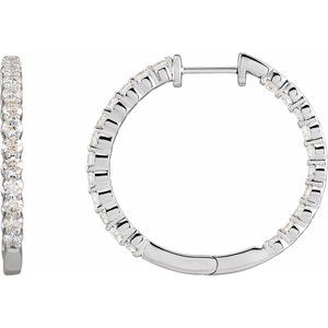 14K Yellow or White, Rose Gold 3CTW Natural Diamond Inside-Outside Hinged 30 mm Hoop Earrings