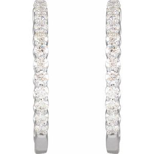 14K Yellow or White, Rose Gold 3CTW Natural Diamond Inside-Outside Hinged 30 mm Hoop Earrings