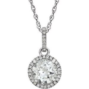 14K White Lab-Grown White Sapphire & 1/10 CTW Natural Diamond 18" Necklace