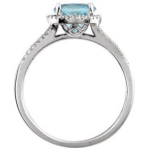 14K White Natural Sky Blue Topaz & 1/6 CTW Natural Diamond Ring