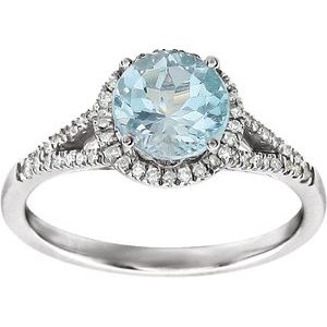 14K White Natural Sky Blue Topaz & 1/6 CTW Natural Diamond Ring