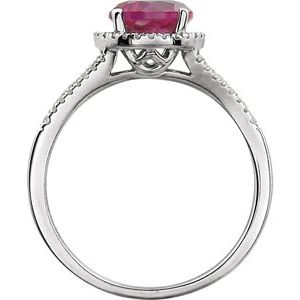 14K White Lab-Grown Ruby & 1/6 CTW Natural Diamond Ring