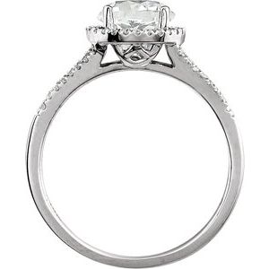 14K White Lab-Grown White Sapphire & 1/6 CTW Natural Diamond Ring