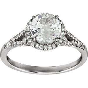 14K White Lab-Grown White Sapphire & 1/6 CTW Natural Diamond Ring