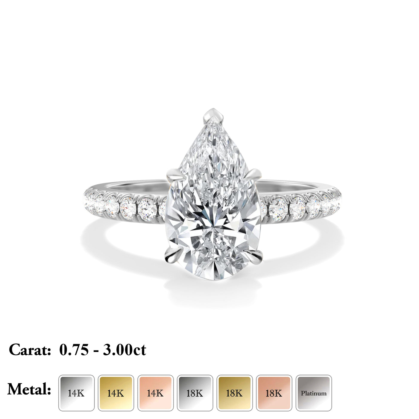 The Eliana Ring - Pear Lab Grown Diamond Pave Band