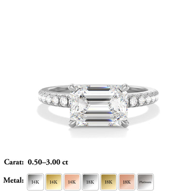 Emerald cut Lab Grown Diamond Engagement Ring- Jessica