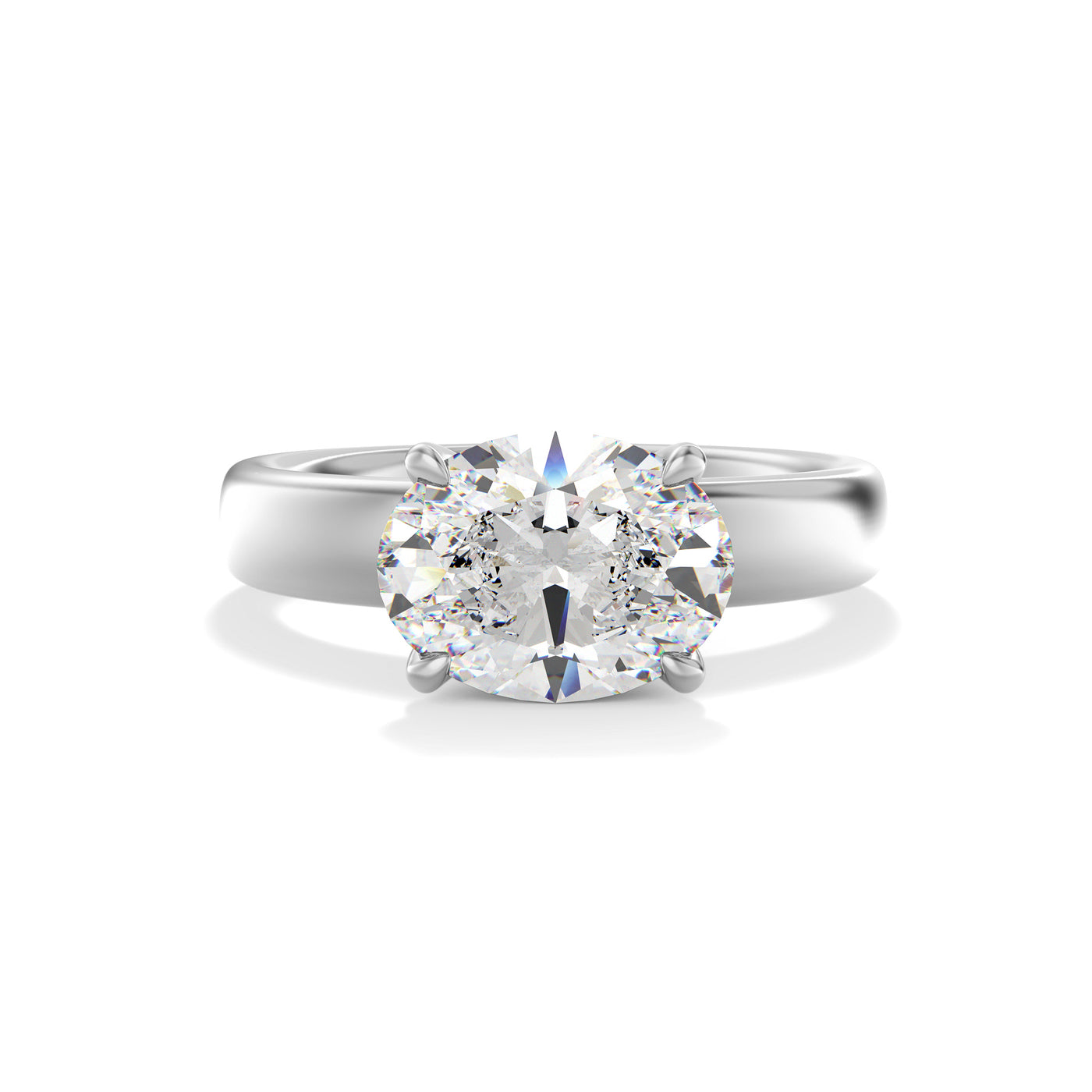 The London Ring - East West Set Oval Solitaire - Lab Grown Diamond