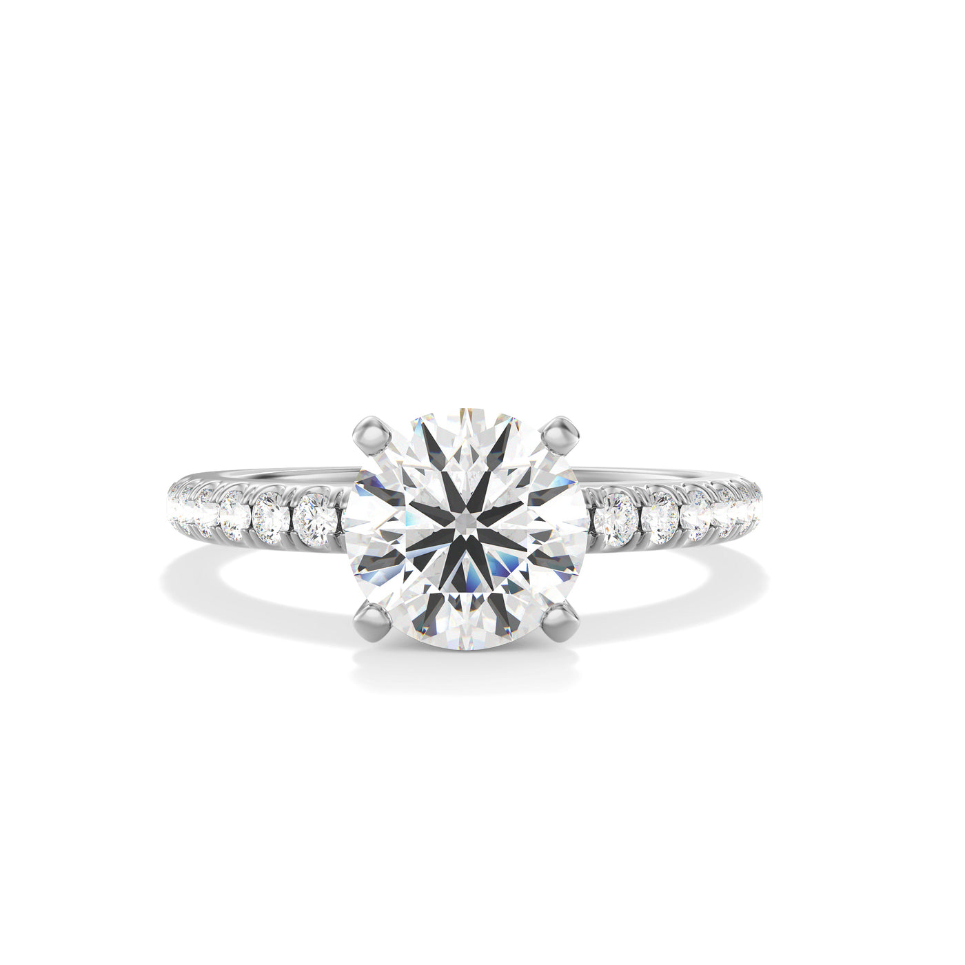 The Florence Ring - Lab Grown Diamond with 4-claws and Pave Band