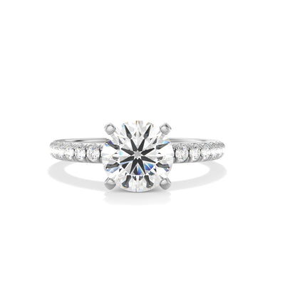 The Florence Ring - Lab Grown Diamond with 4-claws and Pave Band