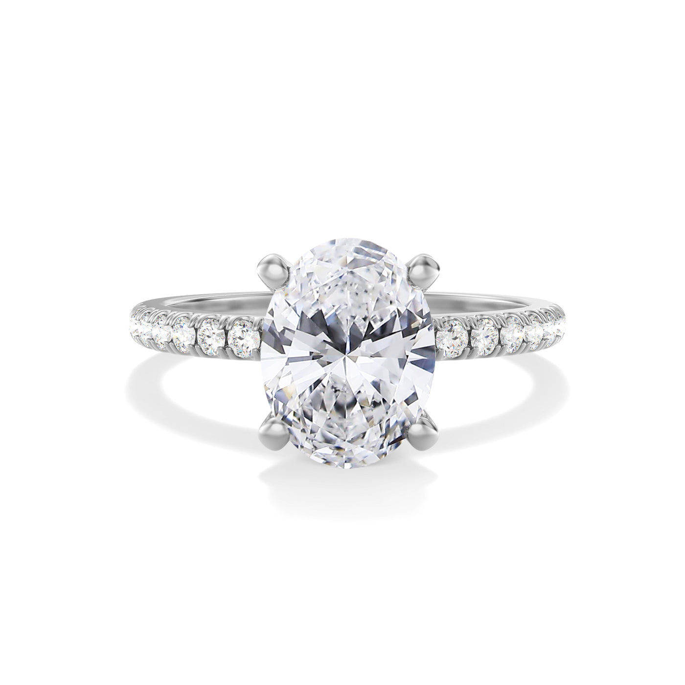 Oval Lab Grown Diamond Engagement Ring With Hidden Halo - Modera