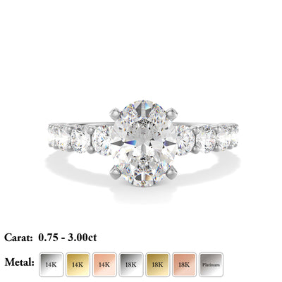 Oval Lab Grown Diamond Engagement Ring - Paris