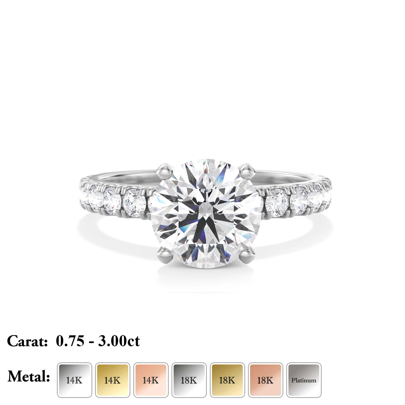 The Kimberley Ring - Lab Grown Diamond with Medium Pave Band