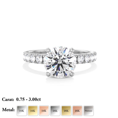 The Kimberley Ring - Lab Grown Diamond with Medium Pave Band