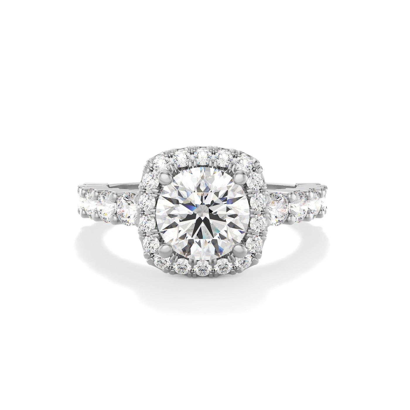 Round Lab Grown Diamond Halo Engagement Ring - Tara