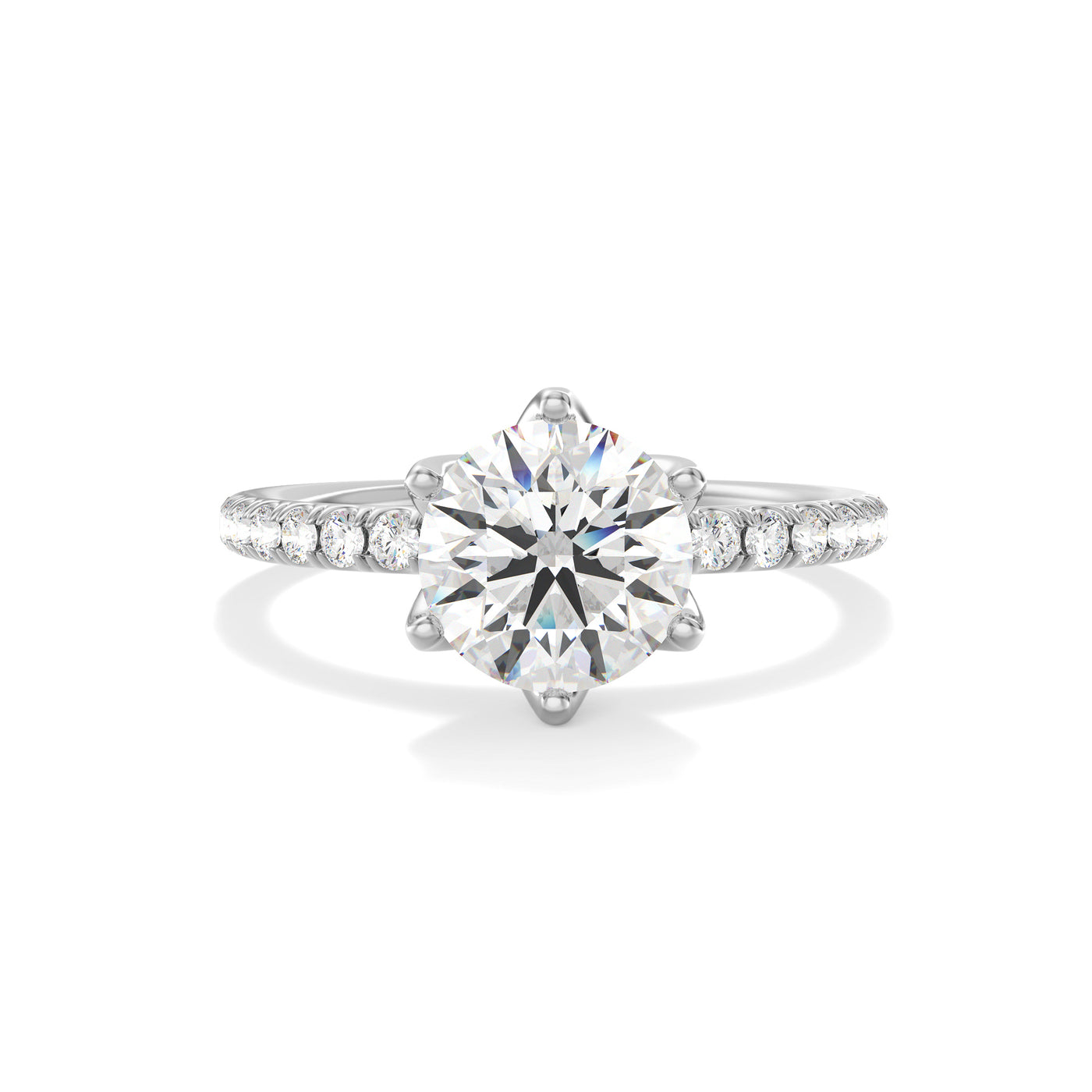 The Chelsea Ring - Lab Grown Diamond with Tulip Basket and Fine Pave Band