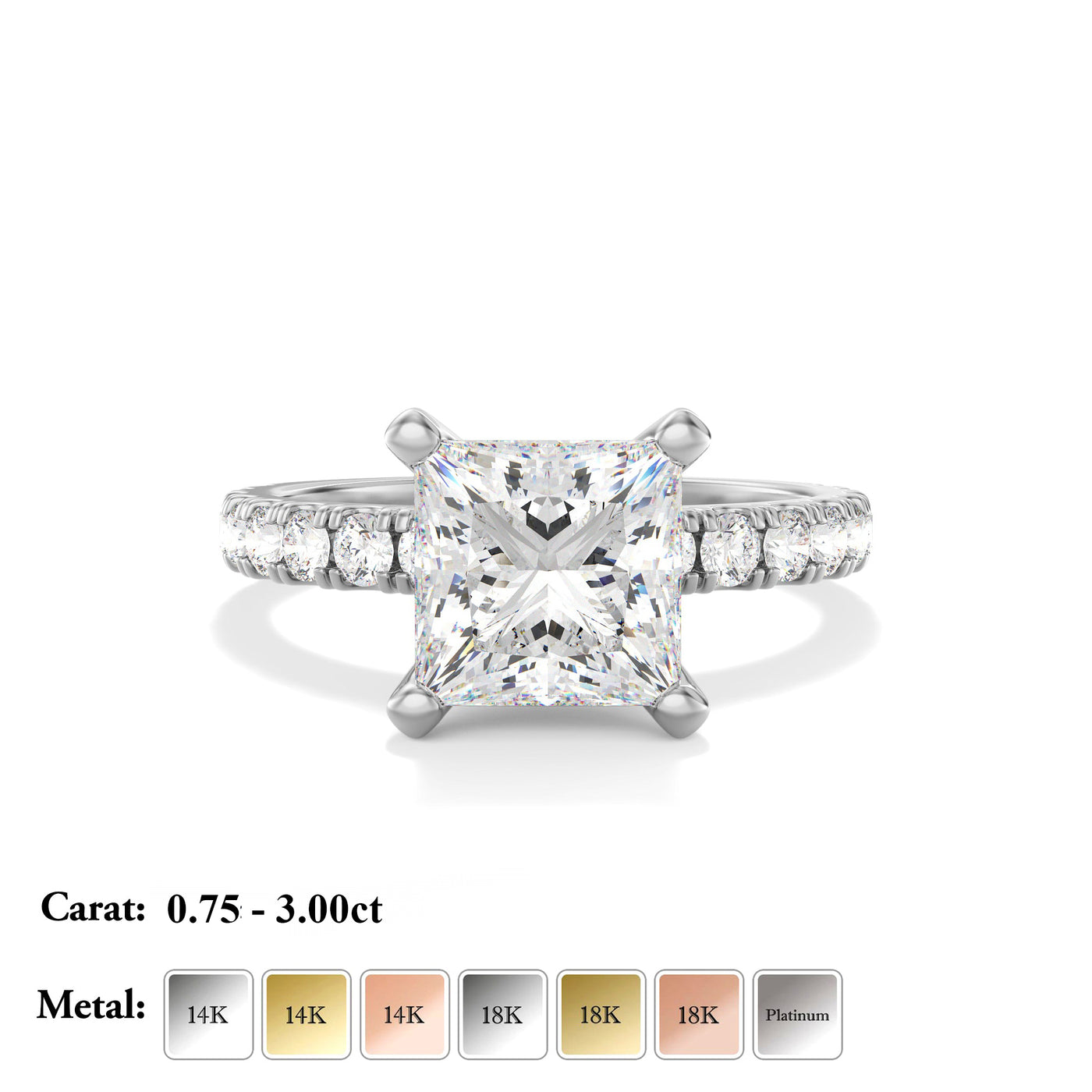 Princess Cut Lab Grown Diamond Engagement Ring - Kimberley