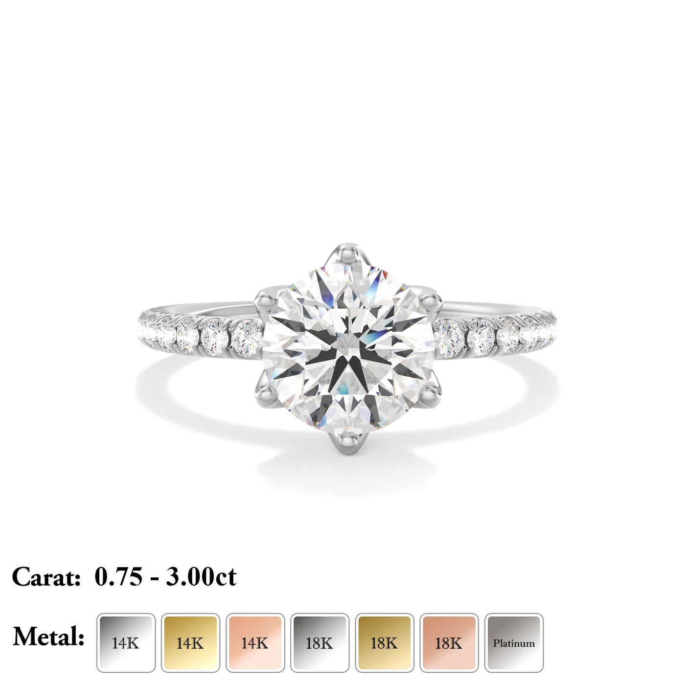 The Chelsea Ring - Lab Grown Diamond with Tulip Basket and Fine Pave Band