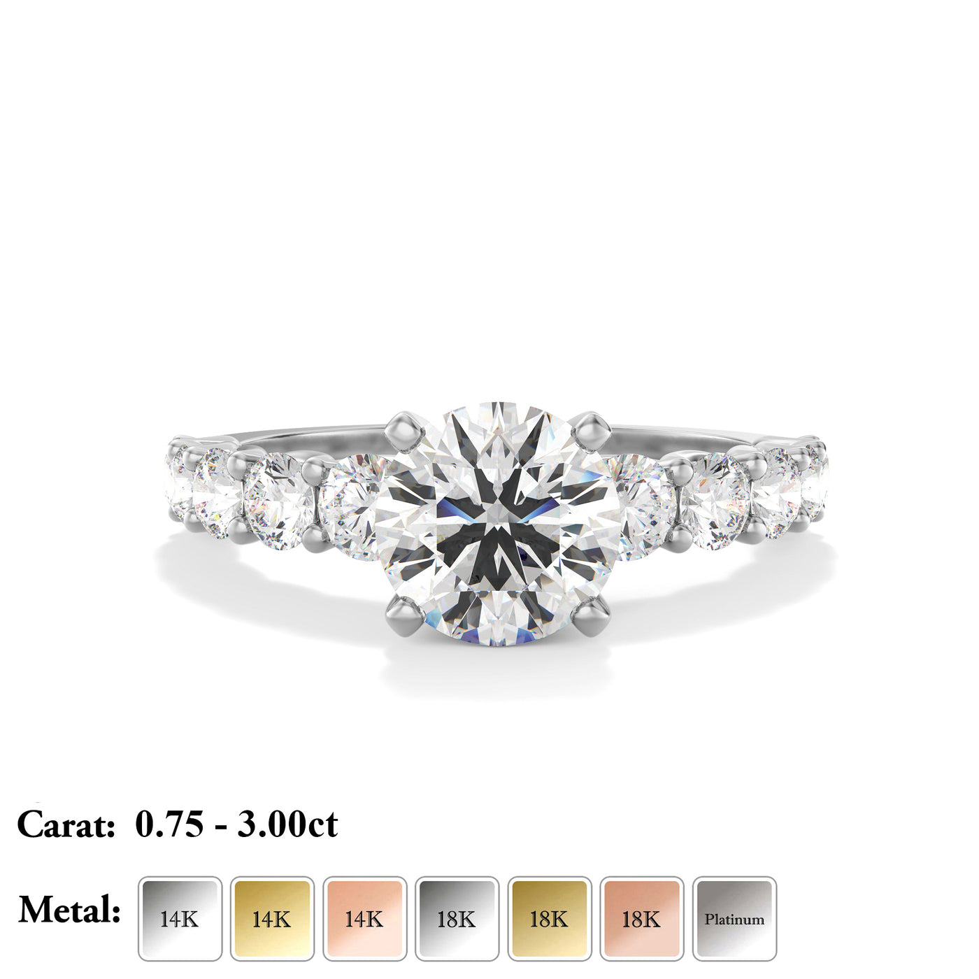 The Paris Ring - Lab Grown Diamond with Large Diamond Pave Band