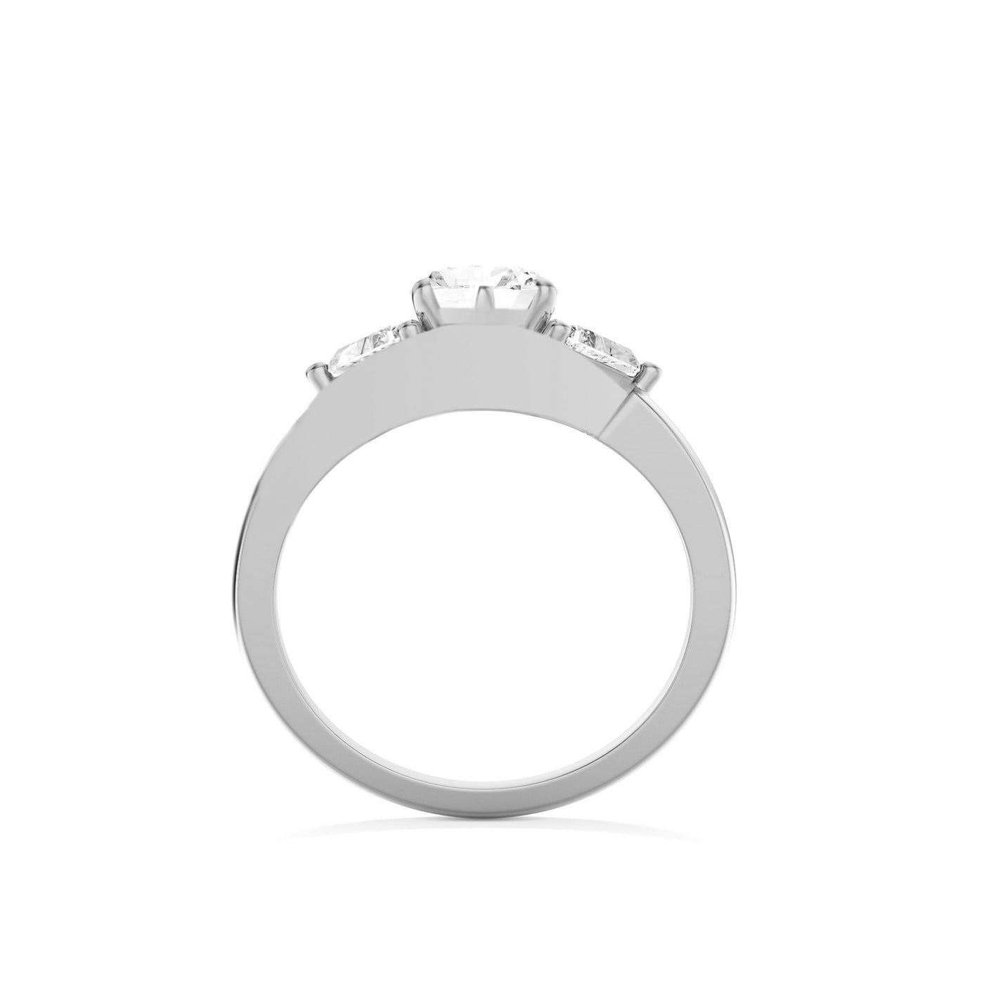 The Camila Ring - Three Stone Oval Diamond Ring with a twisted band