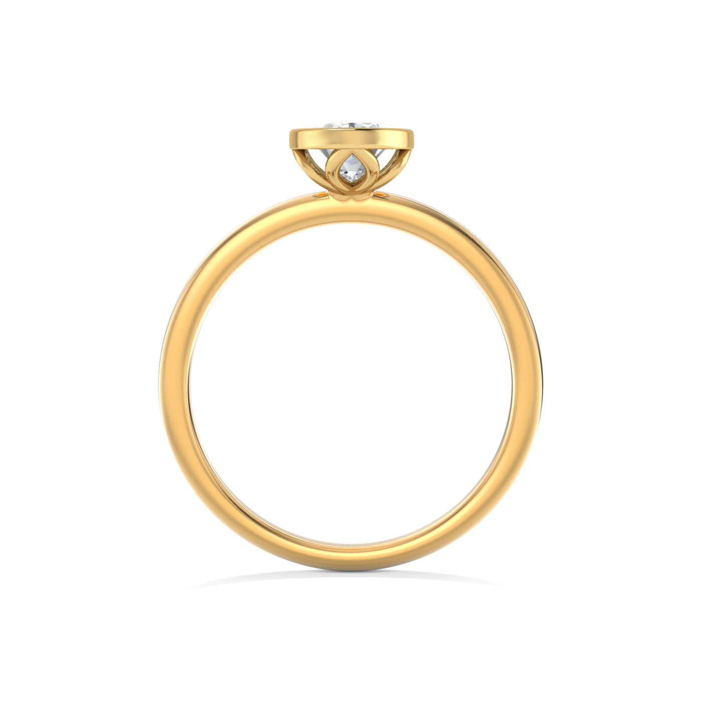 Bezel Set Oval Lab Grown Diamond Engagement Ring - Alicante
