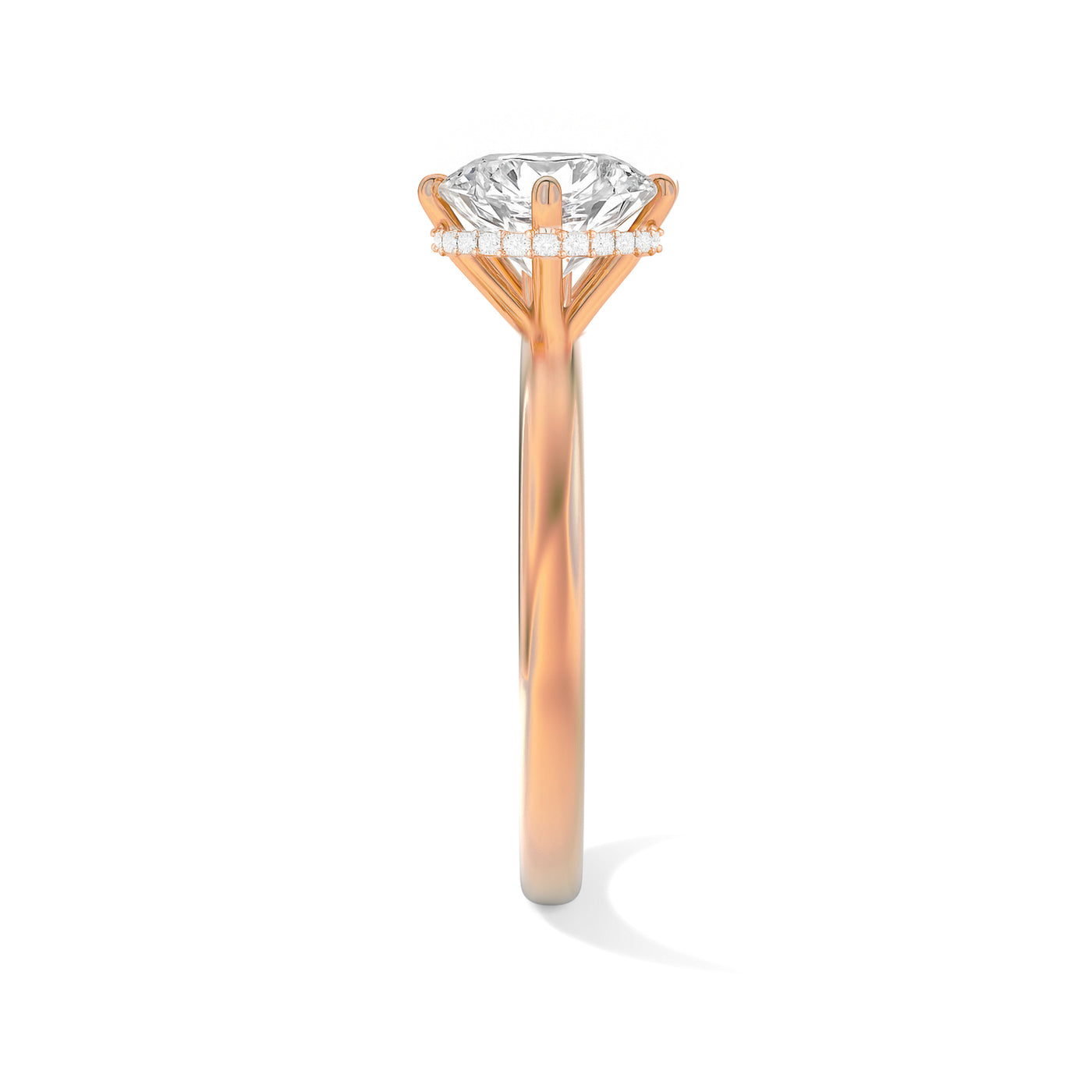 The Phoebe Ring - Hidden Halo 6-Claw Round Solitaire - Lab Grown Diamond