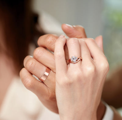 Three Stone Emerald Cut Lab-Grown Diamond Ring - Sophie