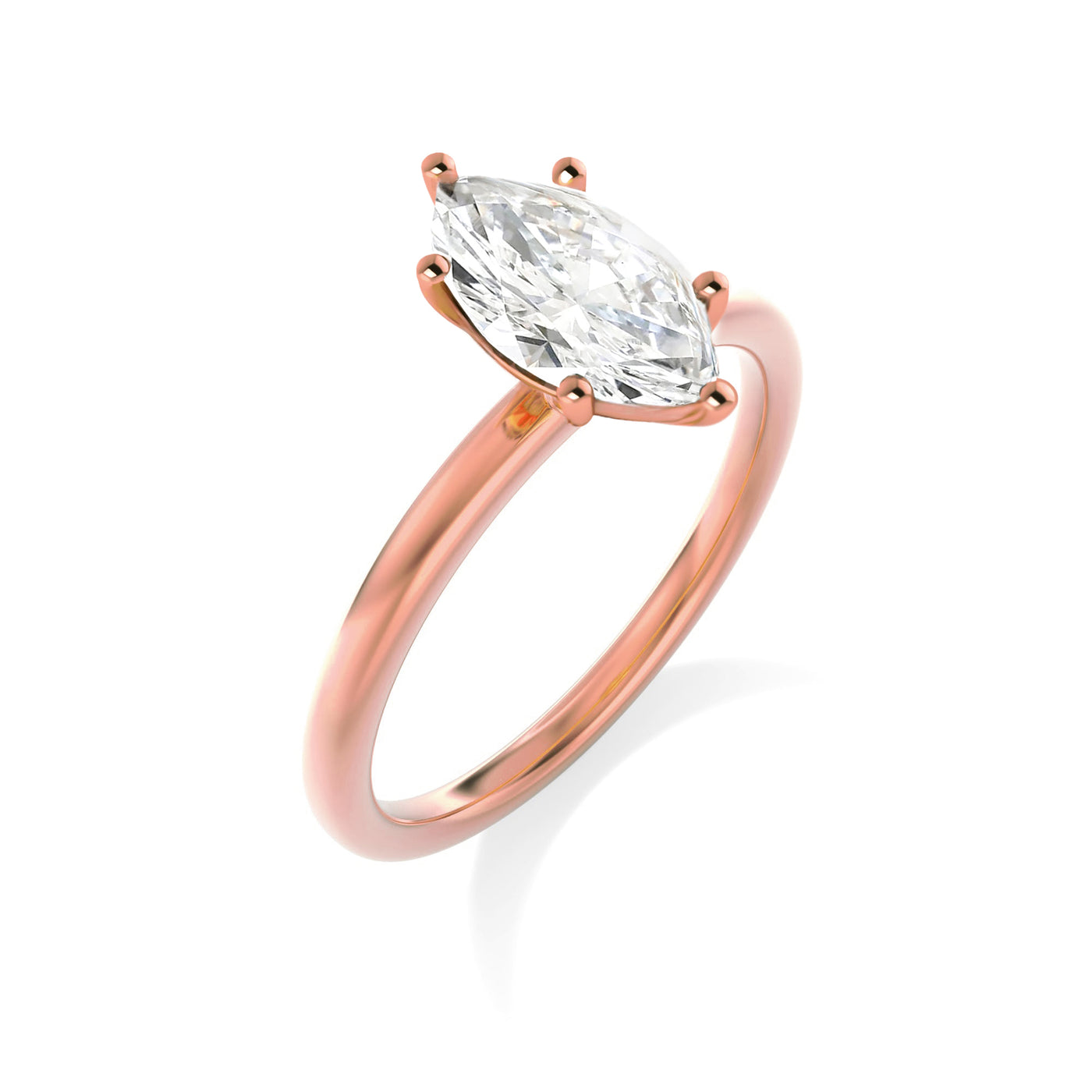 The Aria Ring - 6-Claw Marquise Solitaire - Lab Grown Diamond