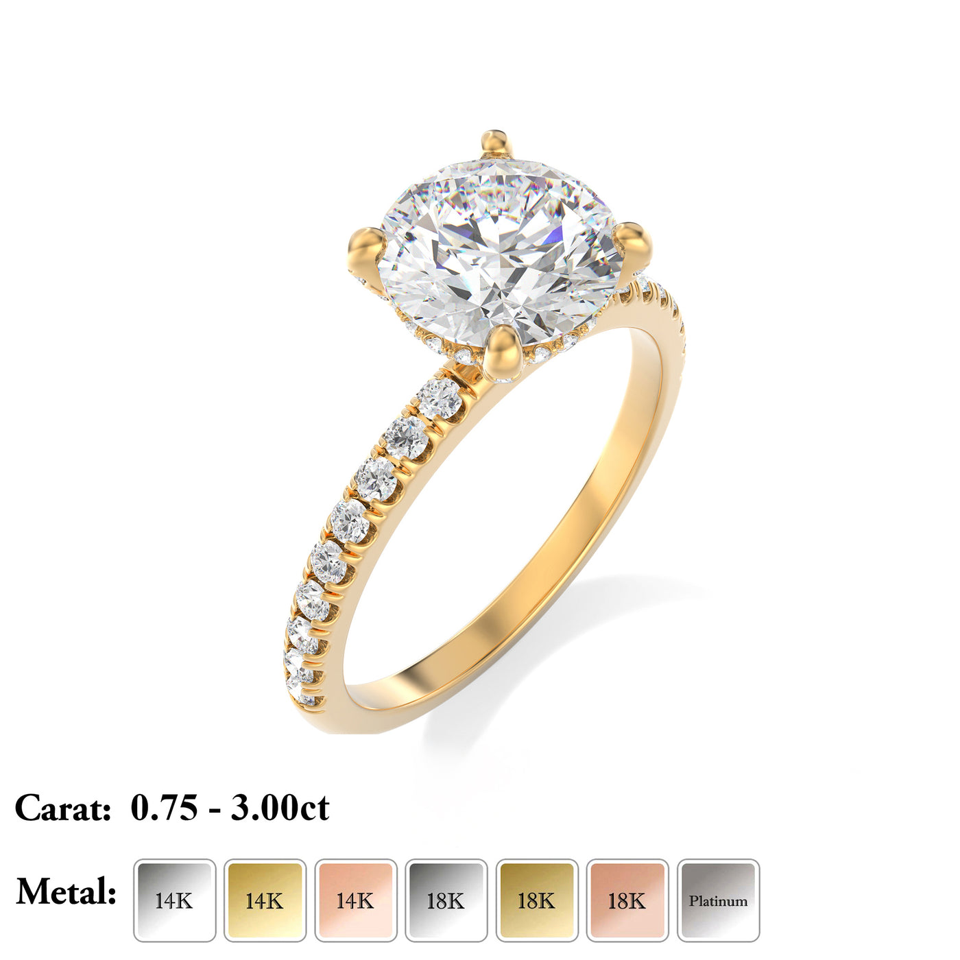 The Aurora Ring - Lab Grown Diamond with Hidden Halo and Diamond Band