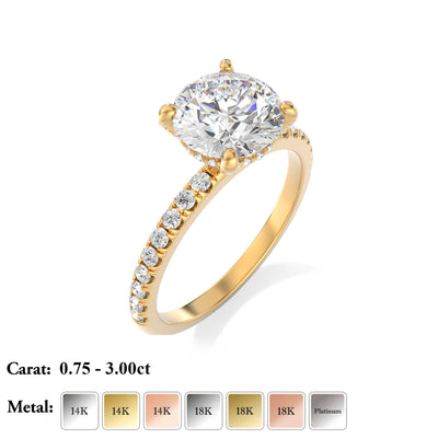 The Aurora Ring - Lab Grown Diamond with Hidden Halo and Diamond Band