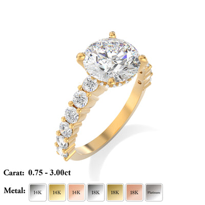 The Josephine Ring - Hidden Halo and Large Pave Band - Lab Grown Diamond