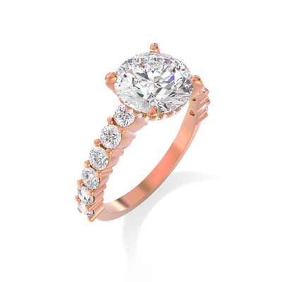 The Josephine Ring - Hidden Halo and Large Pave Band - Lab Grown Diamond