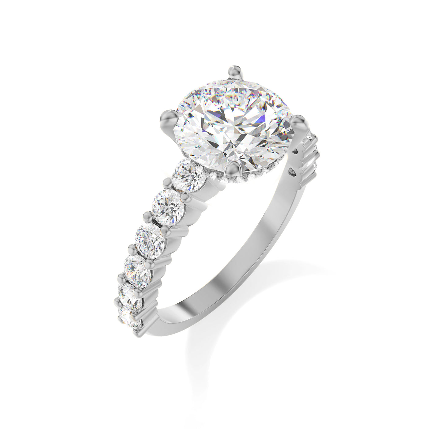 The Josephine Ring - Hidden Halo and Large Pave Band - Lab Grown Diamond
