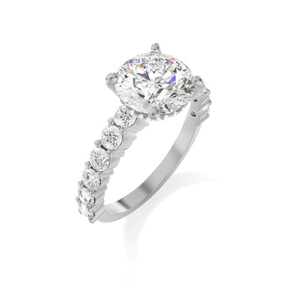 The Josephine Ring - Hidden Halo and Large Pave Band - Lab Grown Diamond