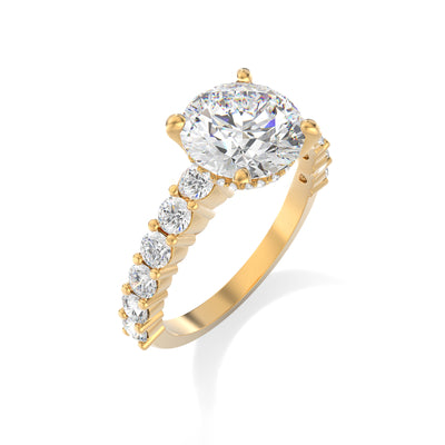 The Josephine Ring - Hidden Halo and Large Pave Band - Lab Grown Diamond