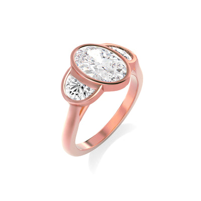 The Stella Ring - Lab Grown Diamond Bezel Set Three Stone Ring
