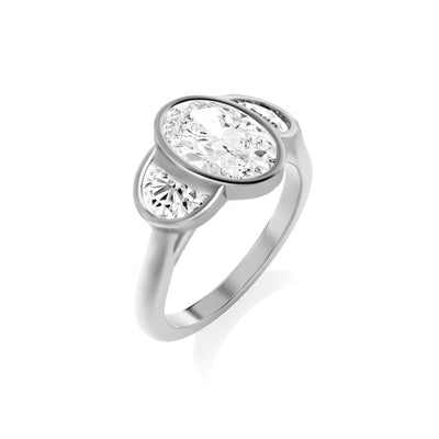 Oval Lab Grown Diamond Three Stone Ring - Stella