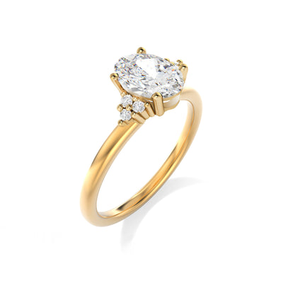 The Gabrielle Ring - Oval With Tri Accent Diamonds - Lab Grown Diamond
