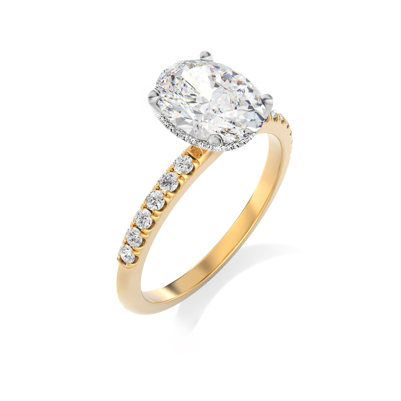 The Madelyn Ring - Medium Pave Band With Hidden Halo Two Tone - Lab Grown Diamond