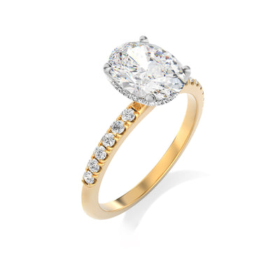 The Madelyn Ring - Medium Pave Band With Hidden Halo Two Tone - Lab Grown Diamond