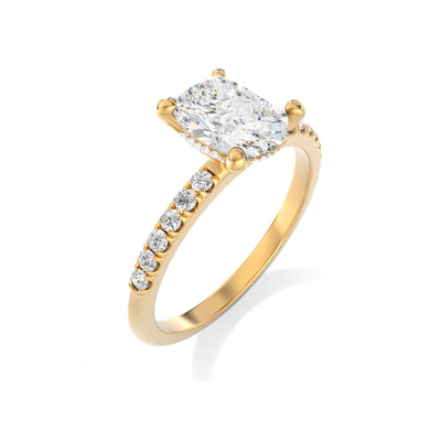 The Modera Ring - Cushion Lab Grown Diamond With Hidden Halo
