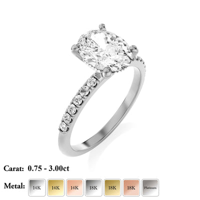 The Modera Ring - Oval with Hidden Halo - Lab Grown Diamond