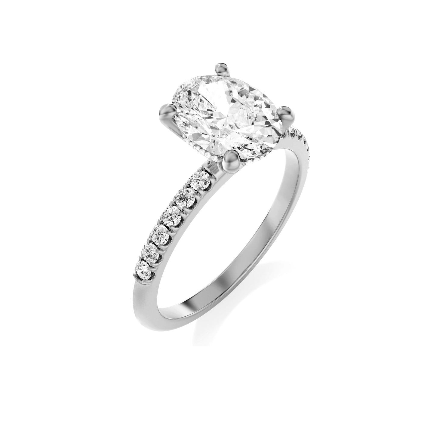 The Modera Ring - Oval with Hidden Halo - Lab Grown Diamond