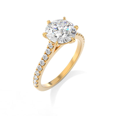The Amelia Ring - Lab Grown Diamond with Pave Cathedral Setting