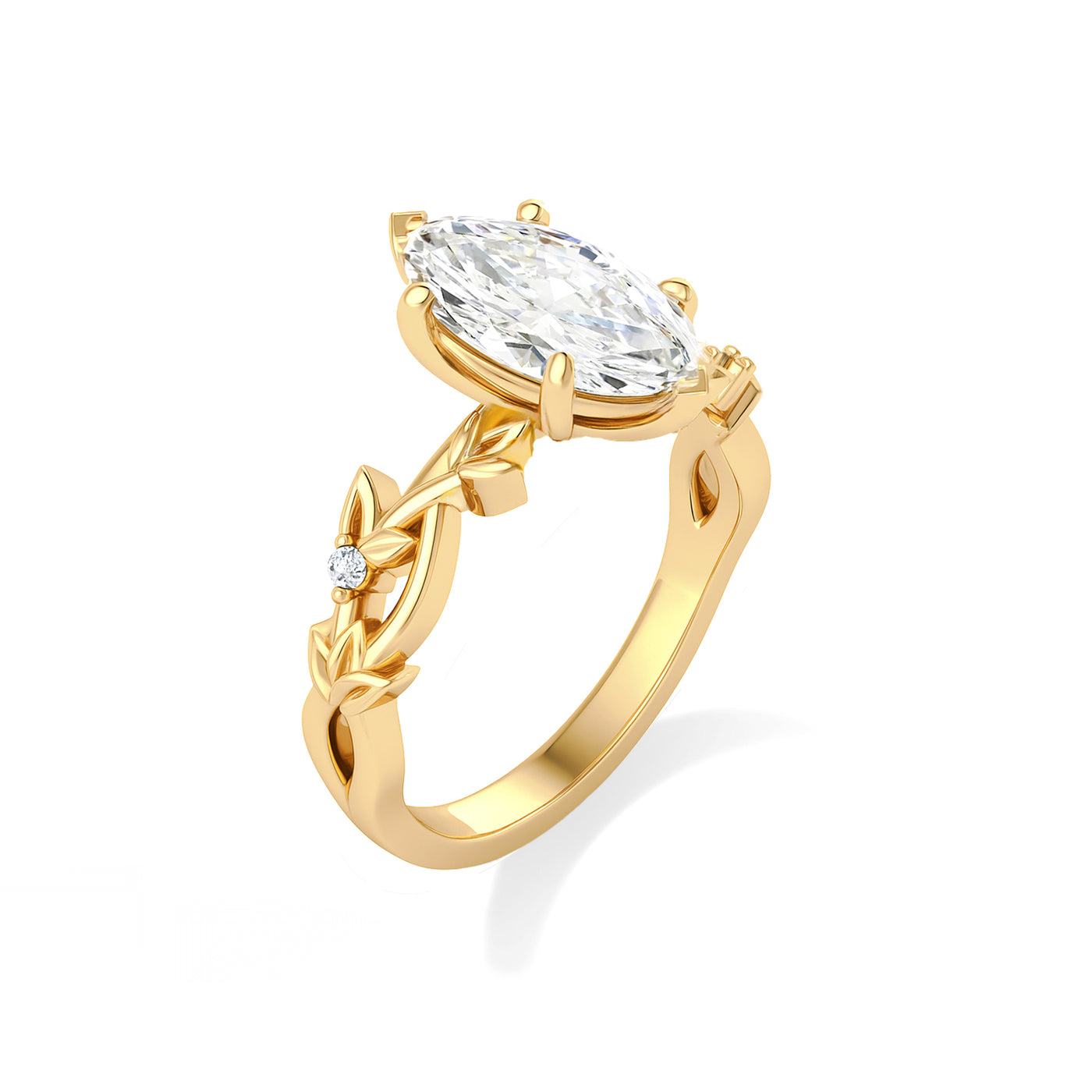 The Liana Ring - Solitaire Leaf Design