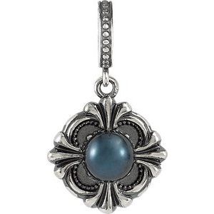 Sterling Silver Victorian Style Black Pearl Pendant