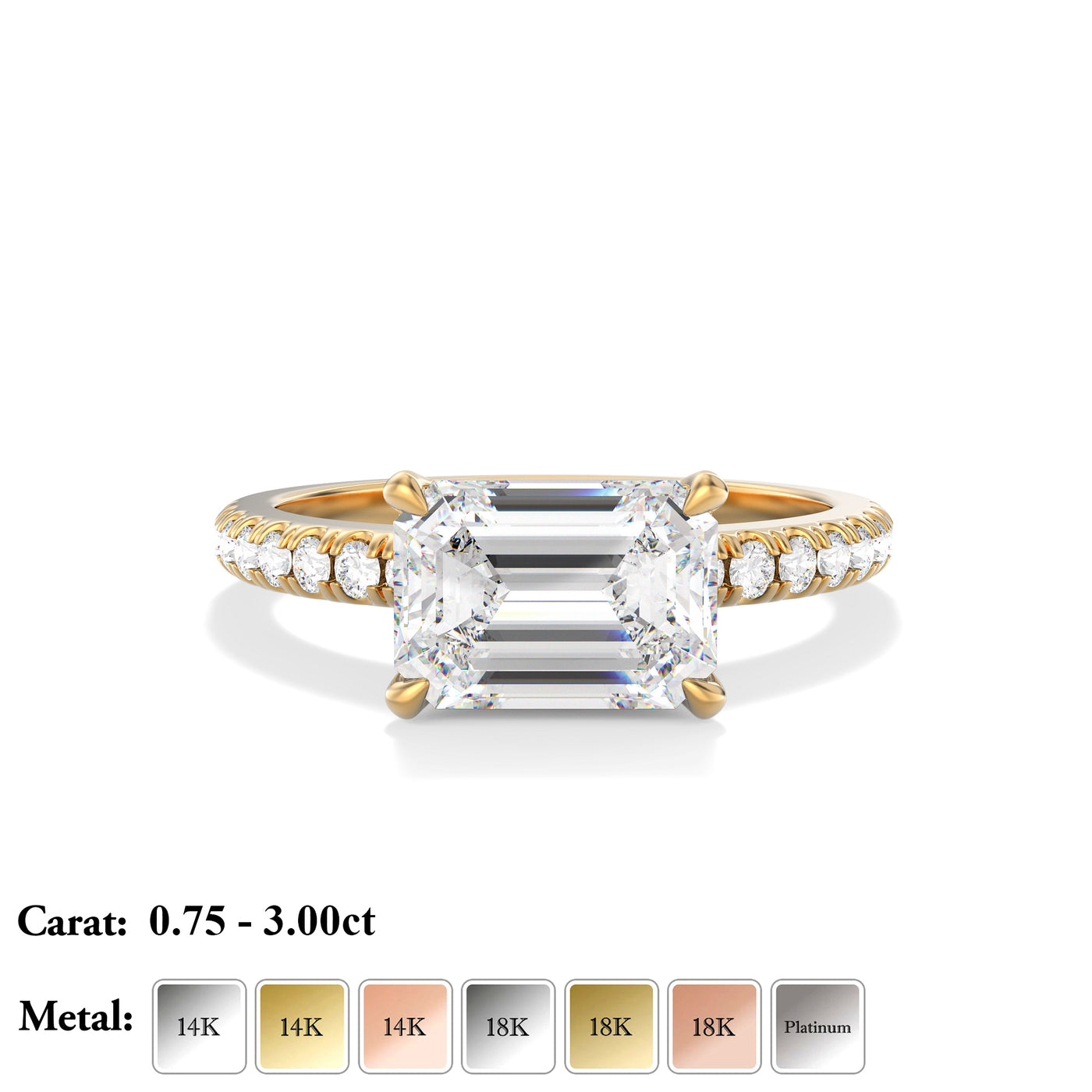 Emerald cut Lab Grown Diamond Engagement Ring- Jessica
